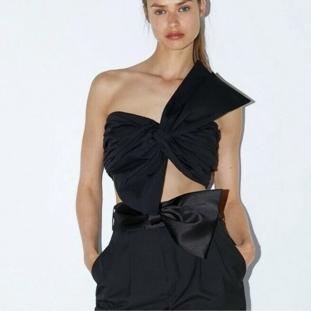 Zara Black One-Shoulder Top